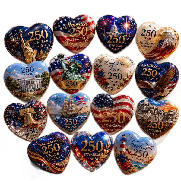 🇺🇸 America 250th Anniversary Commemorative Heart Ornament Collection | 15-Piece Patriotic Keepsake Set🎁Buy 2 Free Shipping