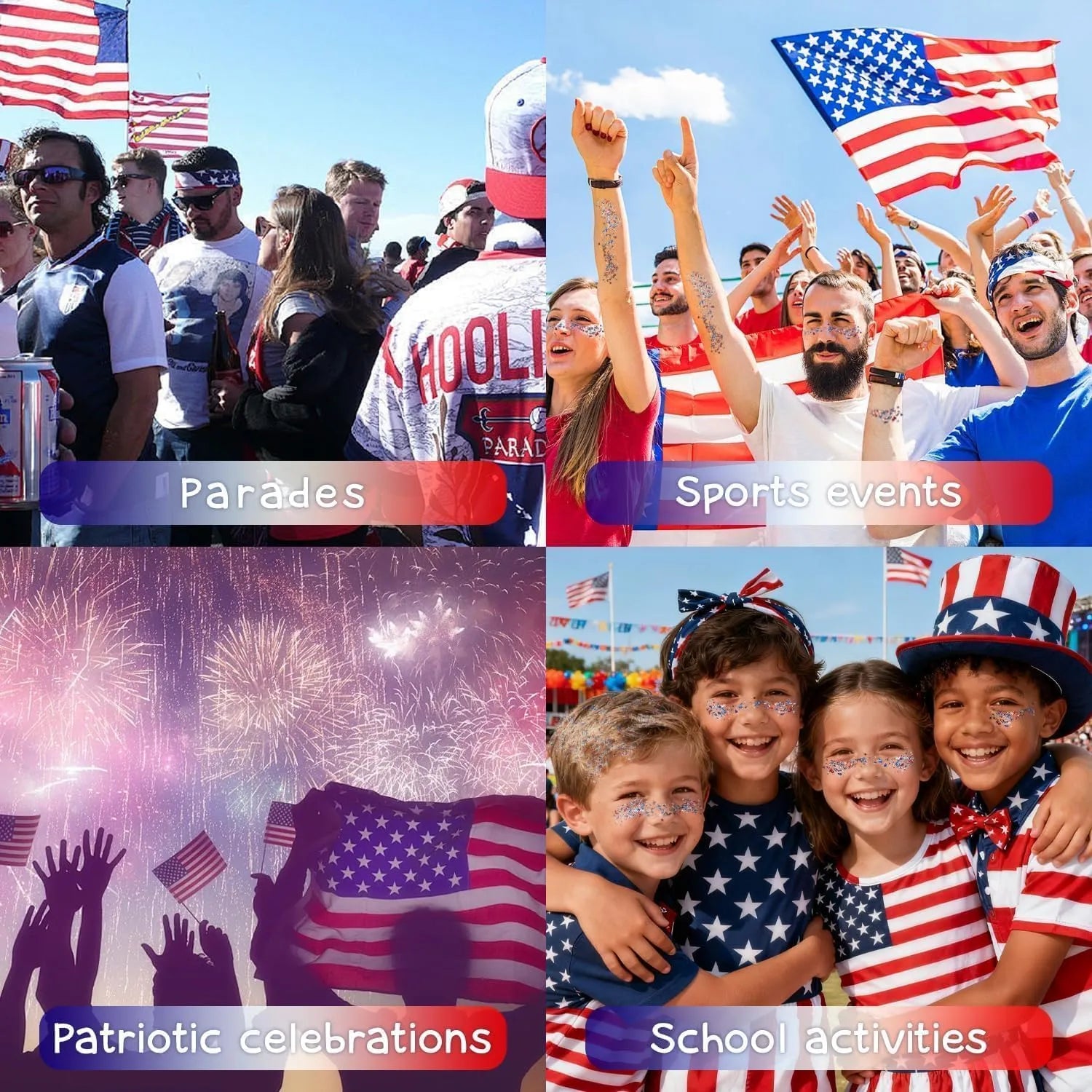 Patriotic glitter stick gift ideas for parades sports events celebrations and school activities