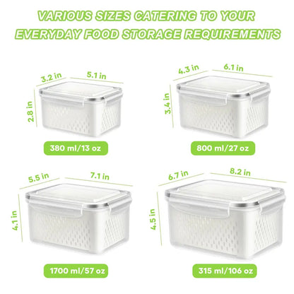 BPA-Free-Double DrainerFruit & Vegetable Storage Box,,Kitchen Accessories Storage Organizer, Household Essentials Durable