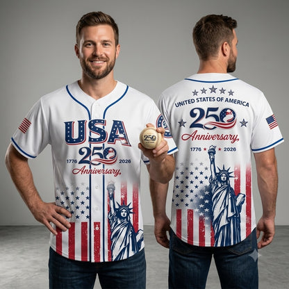 USA 250th Anniversary Baseball Jersey – Patriotic Statue of Liberty 1776-2026