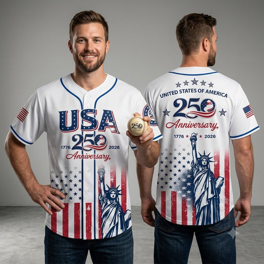 USA 250th Anniversary Baseball Jersey – Patriotic Statue of Liberty 1776-2026