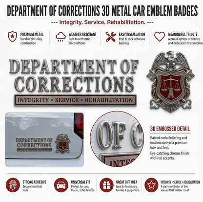 ⚖️ Corrections Officer Integrity Service Rehabilitation Metal Car Emblem Badge