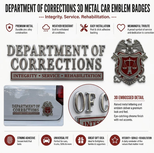 ⚖️ Corrections Officer Integrity Service Rehabilitation Metal Car Emblem Badge