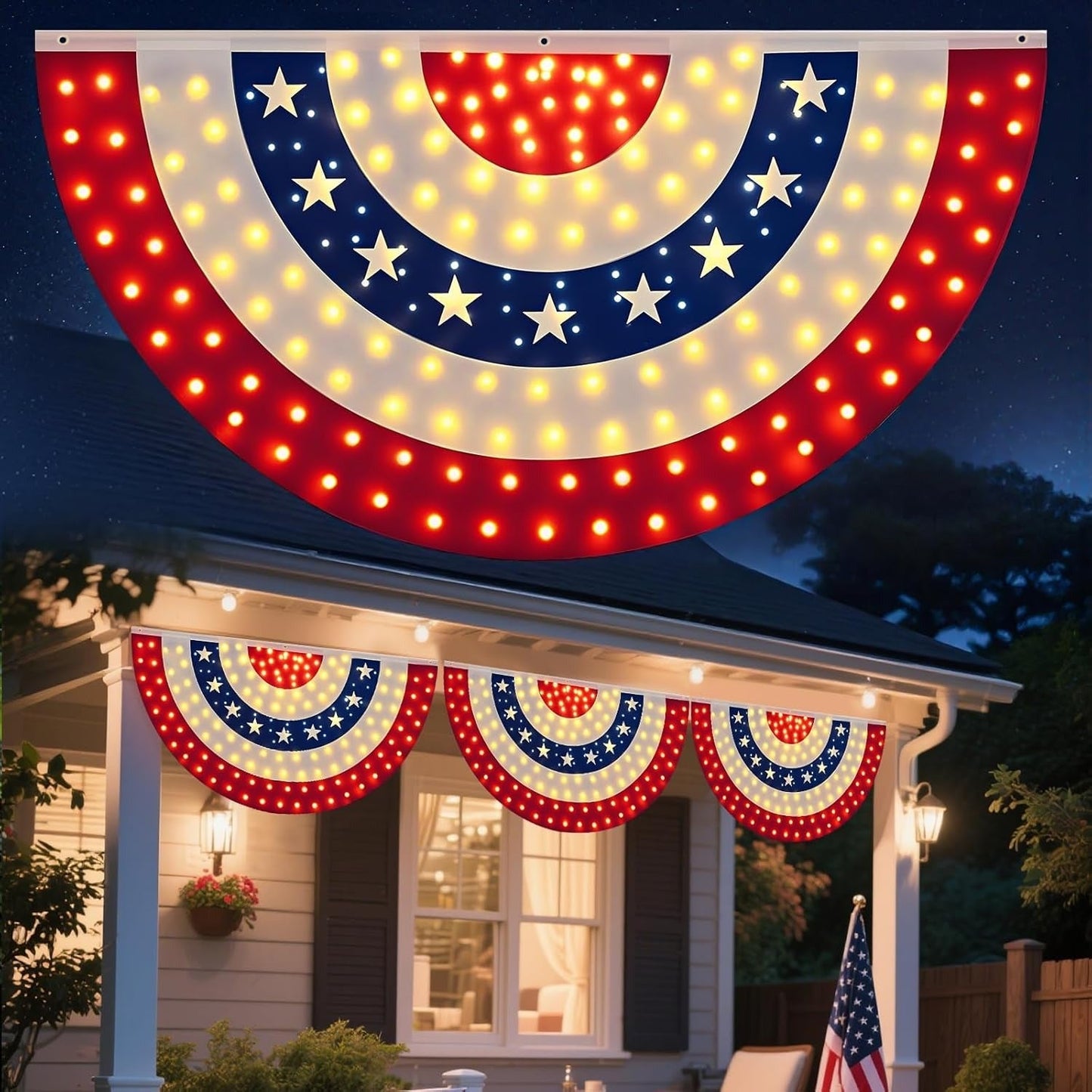 🔥2️⃣5️⃣0️⃣ Hot Sale - 3 x 6 Ft LED Patriotic Bunting Banner for America’s 250th